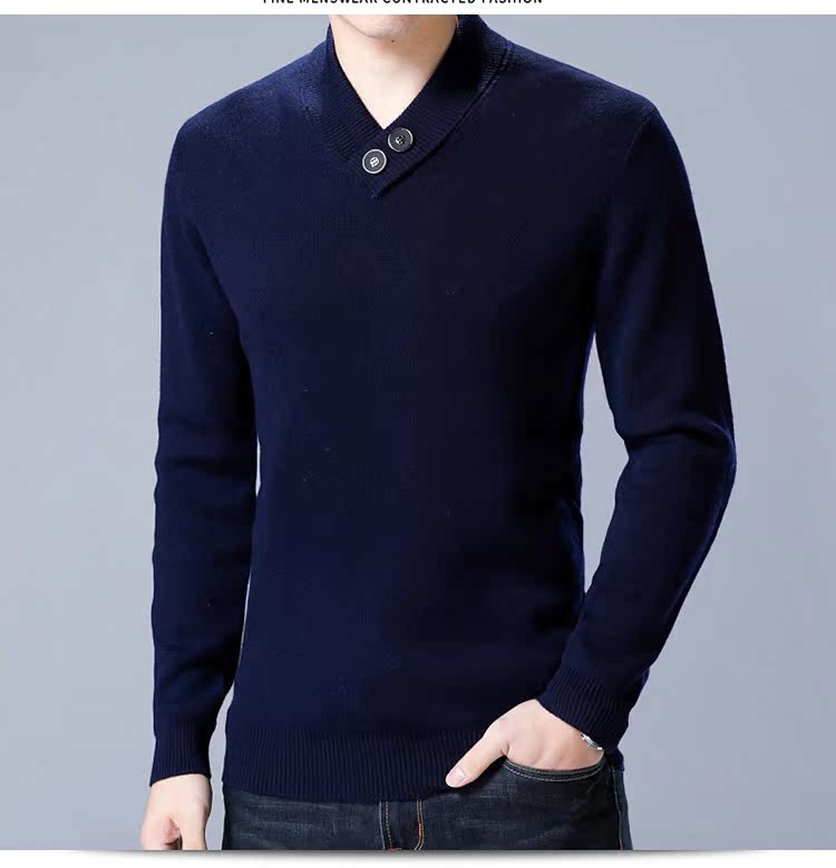 Áo len cashmere của nam giới Ordos áo len cổ chữ V dày áo có cổ