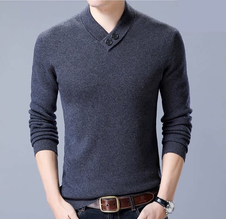 Áo len cashmere của nam giới Ordos áo len cổ chữ V dày áo có cổ