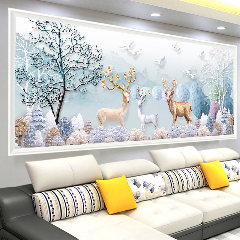 2021 thread embroidery new cross-stitch living room simple modern large-scale atmospheric cross-stitch fortune deer self-embroidery handmade