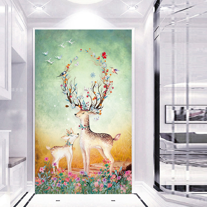 Modern Nordic minimalist Diamonds Painting Flowers Birds Elk Deer Slither Cross Embroidered Bedroom Dining Room 2020 New