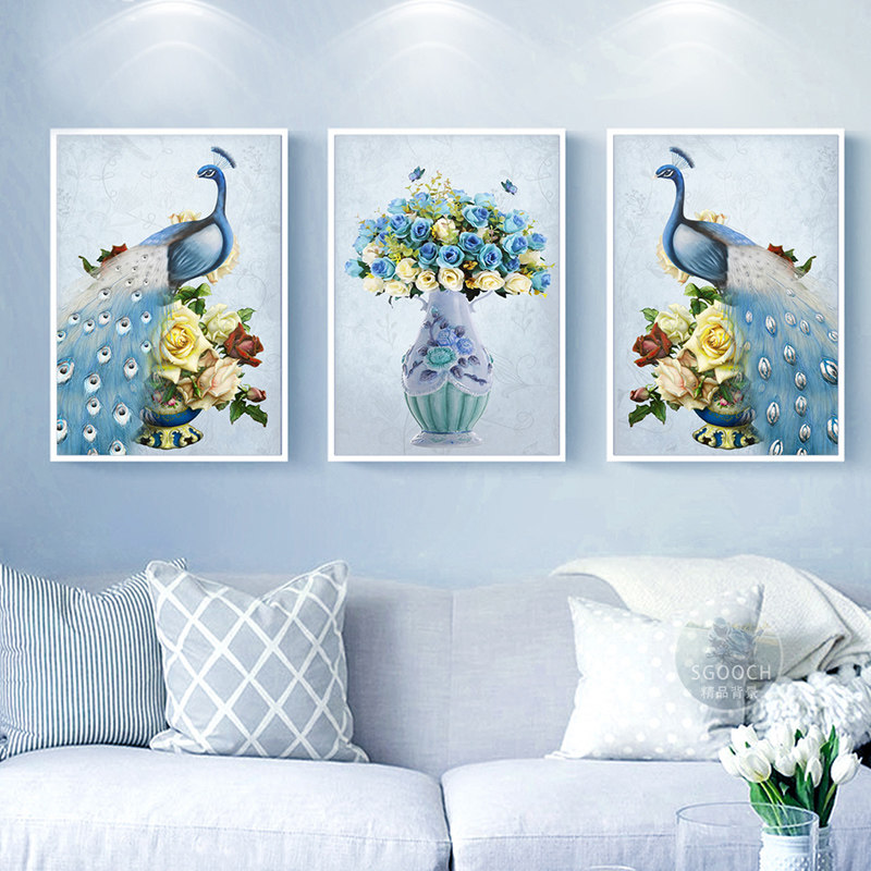 Diamond painting triple peacock full diamond embroidery diamond embroidery 2020 new living room minimal modern masonry show