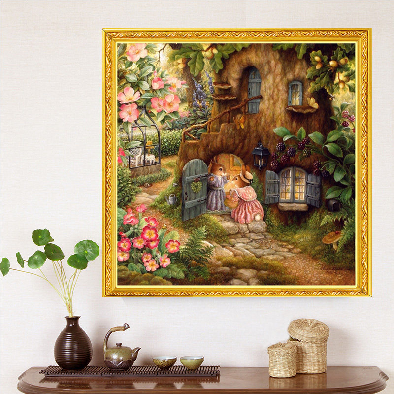 2021 New Line Embroidered Cross Stitch Embroidery Small Pieces New Living Room Bedroom Cartoon Hang Painting Peter Rabbit Sweet Gift