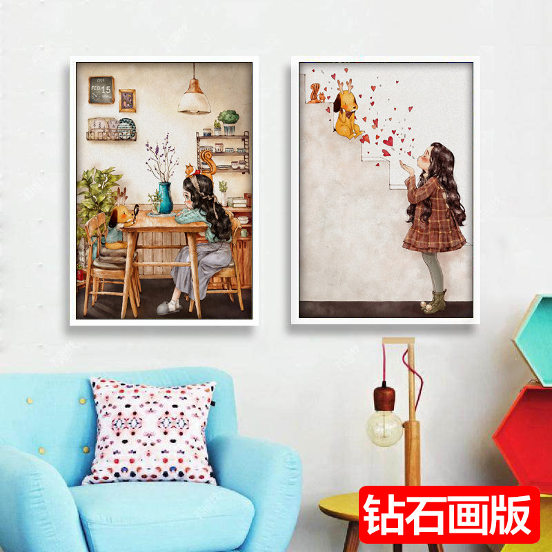 Diamond painted with diamond diamond cross embroidery girl child room cartoon teenage bedroom modern minimalist diamond embroidery