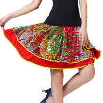 New sequin short dress square dance three-step dance dress ballroom dance performance Dress Rehearsal for a large swing skirt half body dress