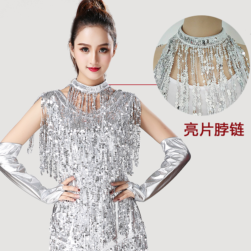 New Products Latin Dance Costumes Accessories Performance Jewellery Bright Pieces Streaming Suo Necklace Women Adult Clothing Fashion Necklace