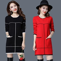 Mùa thu và mùa đông mới của phụ nữ thân hình mảnh mai dài chạm đáy áo len Hàn Quốc áo len nữ cổ tròn áo len - Áo / áo thun ao len