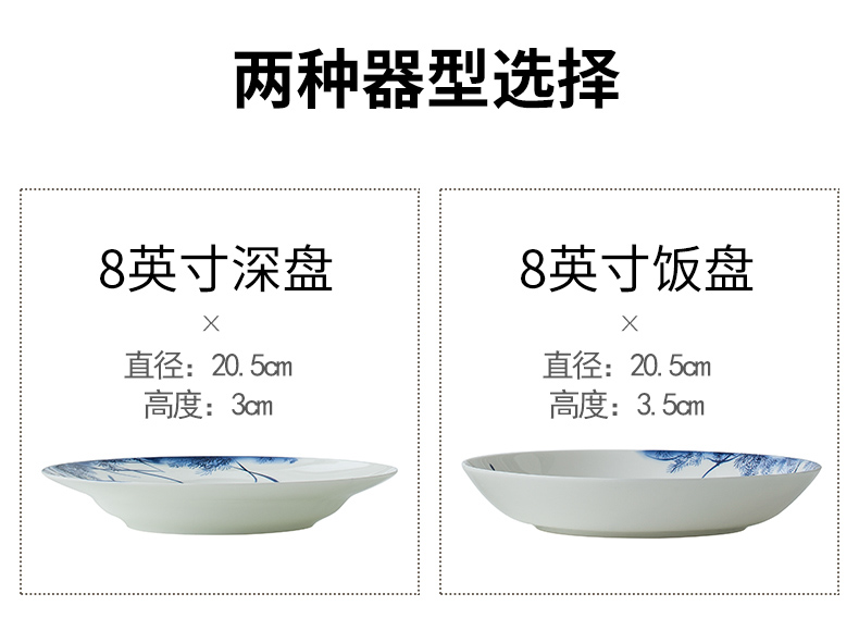 Jingdezhen blue and white porcelain plate creative ceramic dish dish dish dish tray sets 10 8 inch household portfolio