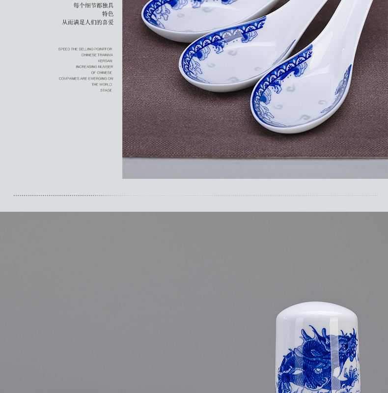 Suit 56 skull jingdezhen porcelain tableware Suit tall bowl bowl of blue and white porcelain plate ceramics glair household