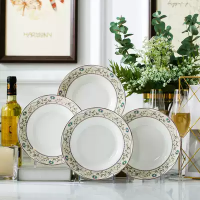 4 sets 8 inch deep plate Jingdezhen ceramic plate creative ceramic plate Western plate deep plate plate home