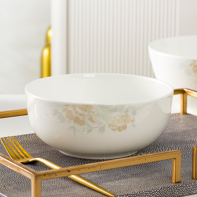 Soup Bowl for Home Use 2026 New Model 7inch 8inch Ceramic Instant Noodle Bowl Salad Bowl Jingdezhen Bone China Bowl Creative Tableware