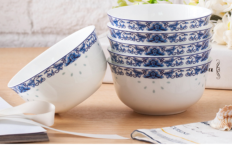 Jingdezhen ceramics ipads porcelain bowl set tableware rice bowls restoring ancient ways porringer combination of blue and white porcelain bowls to eat