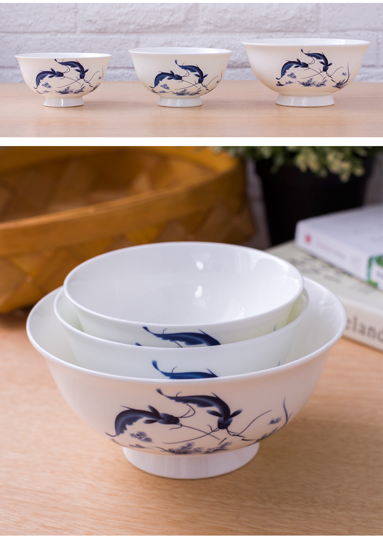 The rule of household micro defects eat bowl soup can prevent hot tall to use a single bowl of bowls of ipads plate tableware blue and white porcelain bowls