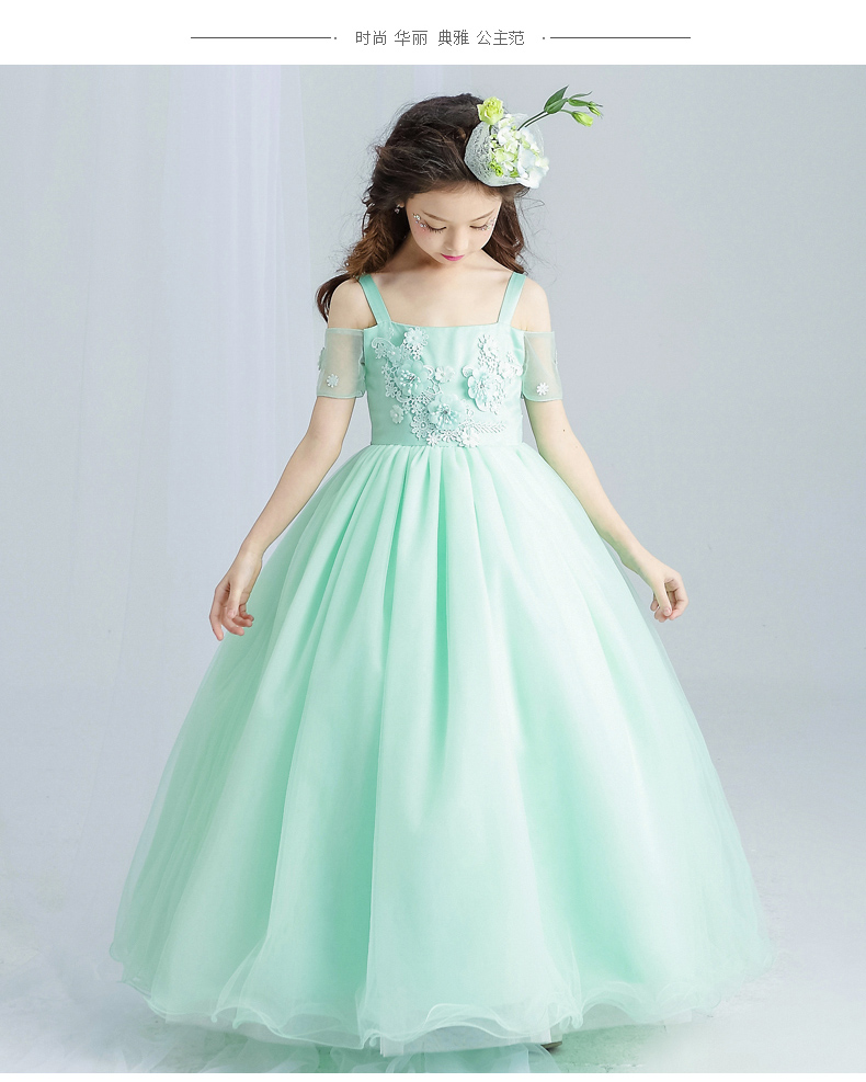 Ánh sáng màu xanh lá cây trẻ em 2018 công chúa váy cô gái ăn mặc sinh nhật váy hoa cô gái pettiskirt mùa hè váy váy đàn piano chương trình váy quần áo trẻ em xuất khẩu