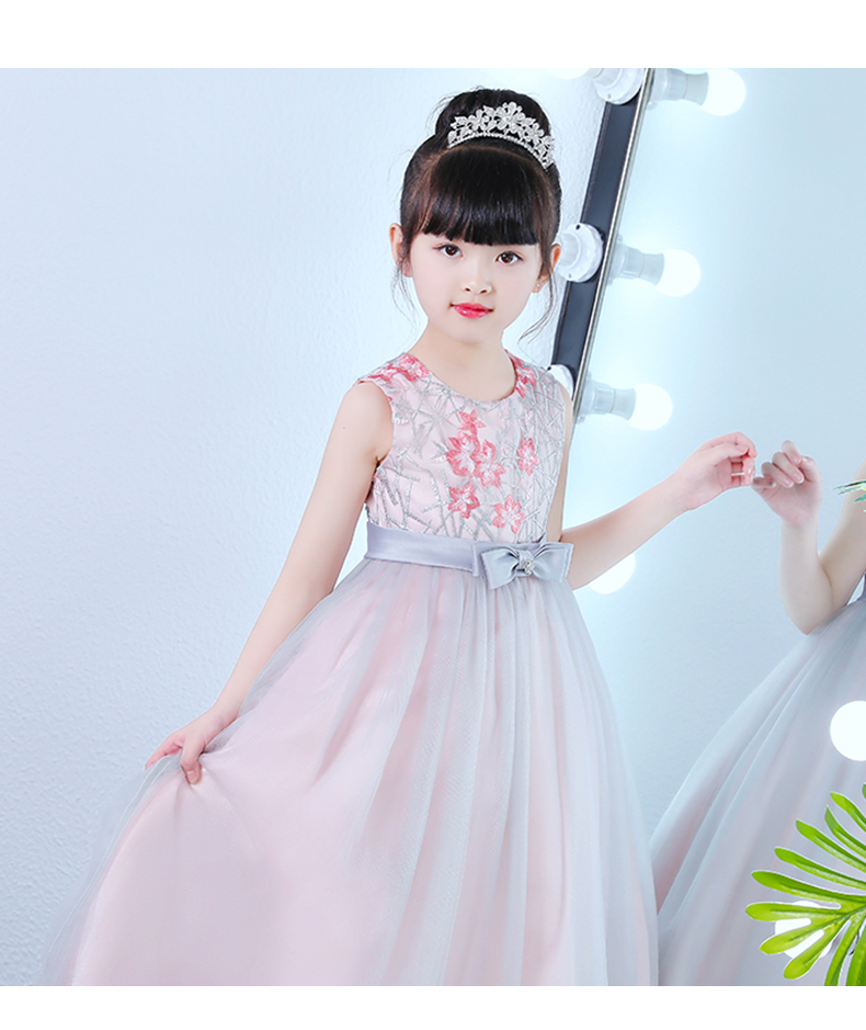 Mùa hè thêu công chúa váy trẻ em dài ăn mặc váy bữa tiệc tốt nghiệp tiệc cô gái ăn mặc tổ chức để thực hiện quần áo váy trẻ em đẹp