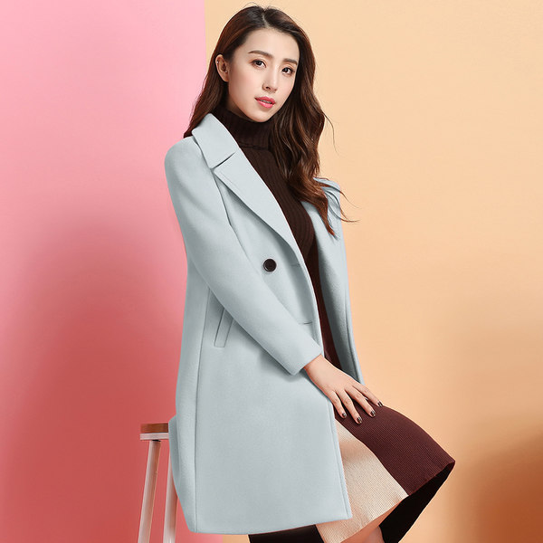 歌兔 女式中长款呢大衣 外套 聚划算+优惠券折后￥121包邮（￥201-80）多色可选