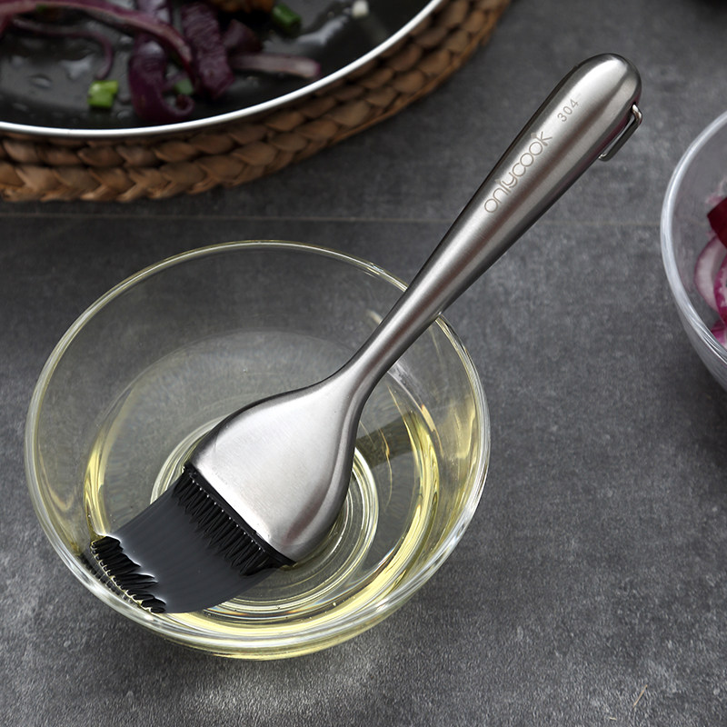 onlycook high temperature resistant stainless steel oil brush kitchen pancake brush oil brush home silicone grill brush baking