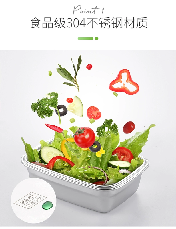 Onlycook 304 thép không gỉ hộp ăn trưa kích thước hộp lưu trữ bát tươi đặt hộp ăn trưa hộp ăn trưa niêm phong chống rò rỉ - Hộp cơm điện sưởi ấm 	hộp cơm điện bear dfh – s2123