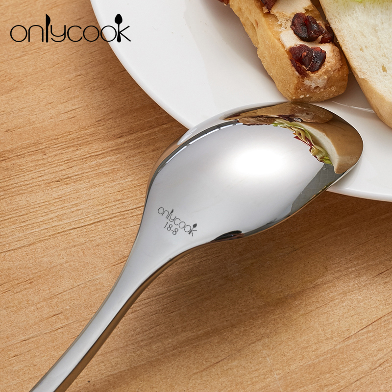 onlycook 304 stainless steel spoon Western food spoon Soup spoon Long handle spoon Male spoon Common rice spoon 2pcs