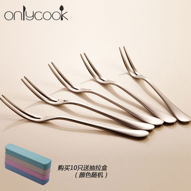 onlycook fruit fork stainless steel fork cake fork ສ້າງສັນ mooncake fork dessert fork fruit pick 5 set