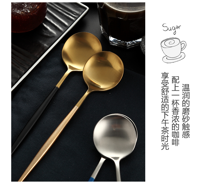 Onlycook 304 inox muỗng màu dài tay cầm rắn tròn lớn dao kéo muỗng muỗng thìa tây - Đồ ăn tối đĩa nhựa