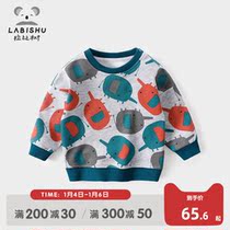 Rabbi tree childrens clothing boys autumn clothes 2022 New Baby Full print round neck shirt childrens fashion pullover