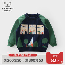 Rabbi tree boys pullover sweater 2021 new autumn winter baby cotton knitted sweater children warm sweater