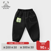 Rabbi tree childrens clothing boys plus velvet pants 2021 winter clothes new childrens baby thick trousers wear warm pants