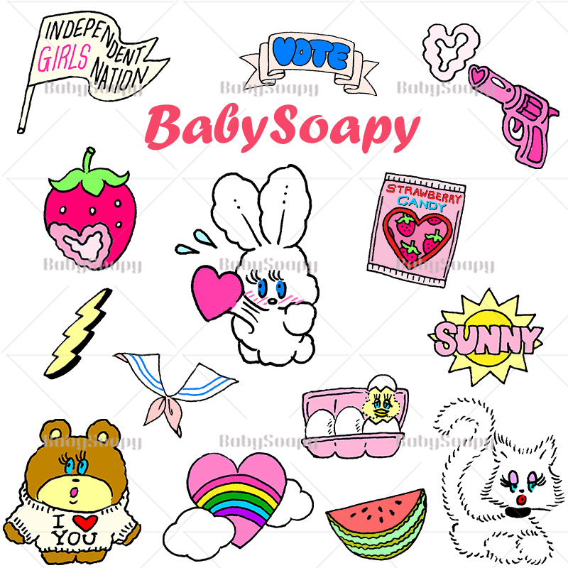 Babysoapy 日系自動發貨可愛原宿貼圖png免摳圖foxy貼紙ps素材s41