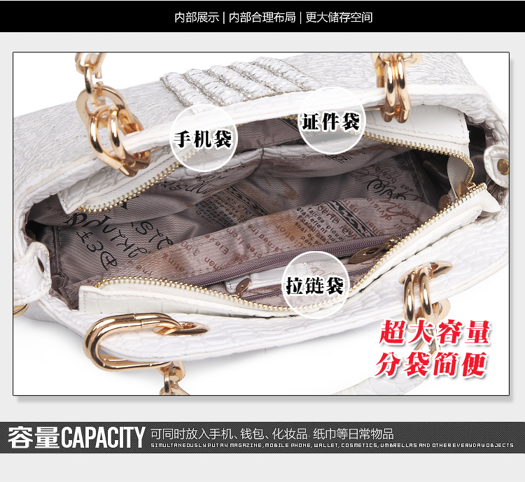2018 mới da túi xách cá sấu ren kim cương nữ túi xách vai slung shell bag lady bag túi xách nữ da mềm hàng hiệu