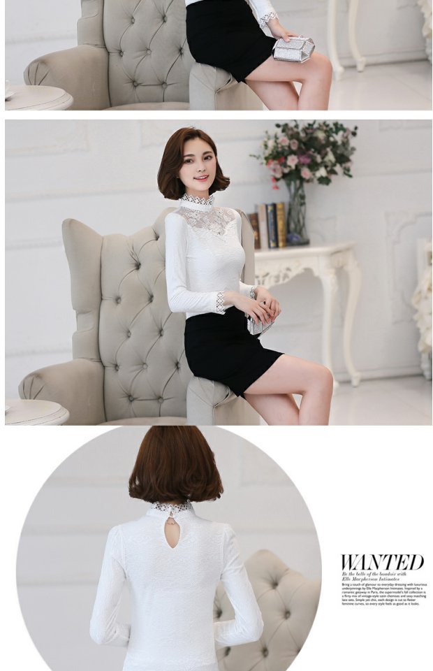 Áo mới mùa đông ấm áp mặc áo sơ mi ren nữ cộng với áo nhung dày size lớn Áo thun nữ tay dài áo phông trắng nữ