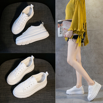 South Korean genuine leather breathable small white shoes womens spring autumn new inner heightening womens shoes casual 100 hitch cake thick underfloor shoes summer