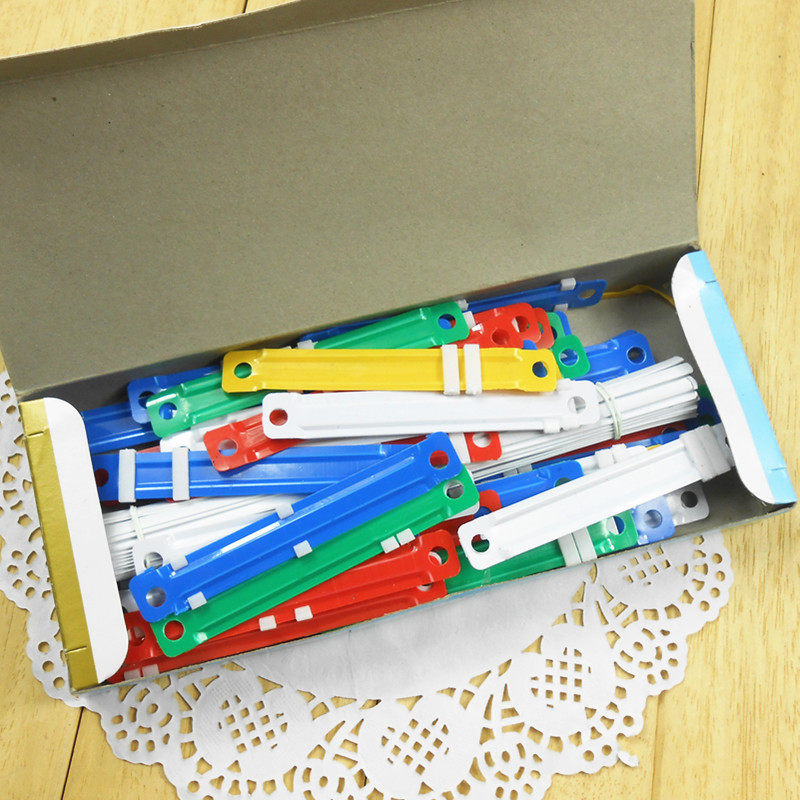 Two - hole Bottom Clamp 50 sets of two - hole punch simple plastic file binding clamp 2 - hole closed gold