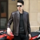 New Playboy leather nam Phiên bản Hàn Quốc của cổ áo da nam trung niên áo khoác mỏng mùa thu và quần áo mùa đông áo cardigan nam