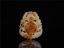 Ming and Qing Hetian jade carved seed material Daji Daxi Fu Lu hollow jade hand handle pendant Ancient jade Old Jade collection