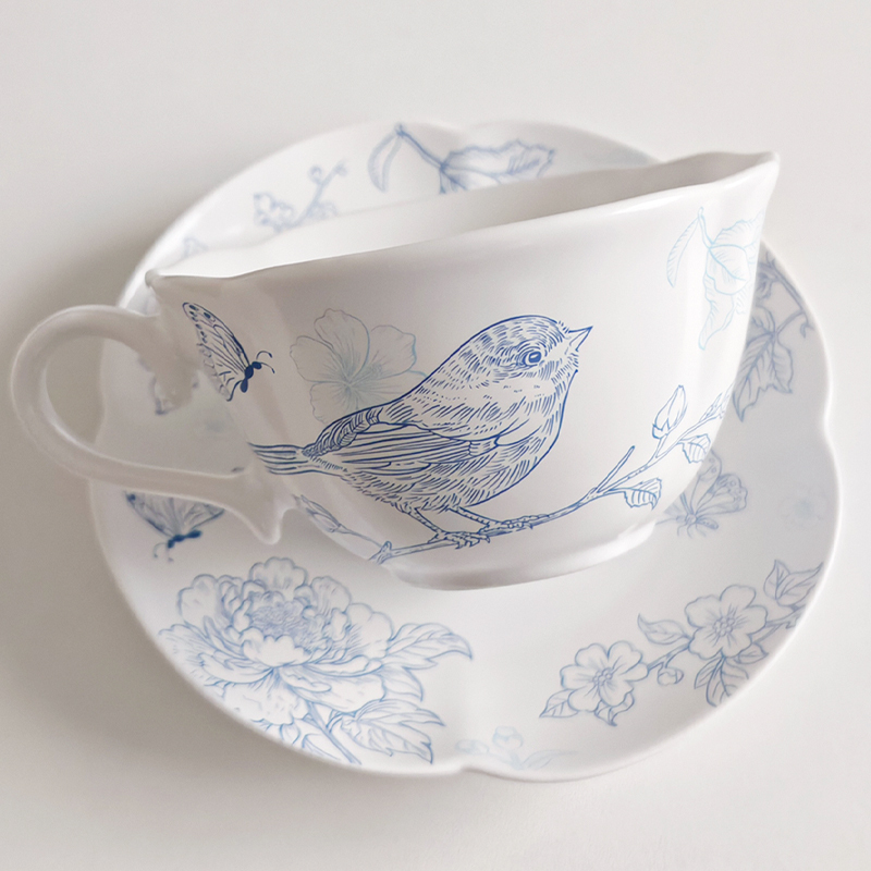 Zuoyue Blue and White Porcelain Coffee Cup, Ceramic Cup, High-End Exquisite Cup and Saucer Set, High-End Exquisite, for Personal Use by Ladies Zuoyue Blue and White Porcelain Coffee Cup, Ceramic Cup, High-End Exquisite Cup and Saucer Set, High-End Exquisite, for Personal Use by Ladies