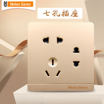 86 concealed wall switch socket Twilight gold board seven hole socket household frameless two Three Three Three plug seven hole panel