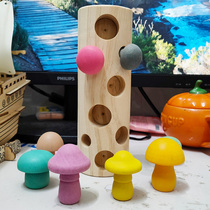 Baby Early Education Wooden Toys Puzzle Mushroom Picking Game Children Picking Small Mushrooms Inserting Mushroom Nails Large Particles