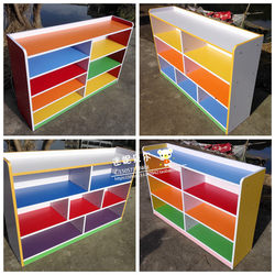 Kindergarten Toy Cabinet Shoe Cabinet kids Storage Cabinet Shoe Rack Book Rack Grocery Cabinet Wooden Toy Rack Storage Cabinet Special Price