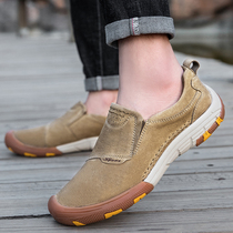 New Brands Mens Shoes Fall Genuine Leather Outdoor Climbing Leather Shoes Non-slip Breathable Middle-aged One Foot Pedal Casual Dad Shoes