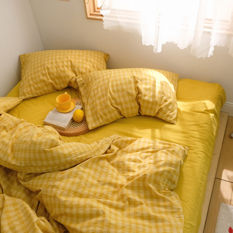 Ten Miles of Spring Breeze A Japanese girly style small fresh cotton pure cotton yarn-dyed washed cotton four-piece set three-piece set