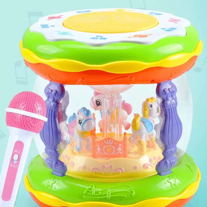 Giáo dục mầm non băng chuyền trống tay với micrô phiên bản lớn âm nhạc trống đại dương đồ chơi giác ngộ - Micrô