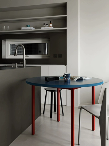 Круглый обеденный стол Мемфис, маленькая квартира, дом, цветной дофаминовый стол, журнальный столик в минималистском стиле, дизайнерский круглый стол