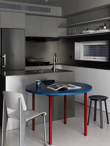 Круглый обеденный стол Мемфис, маленькая квартира, дом, цветной дофаминовый стол, журнальный столик в минималистском стиле, дизайнерский круглый стол