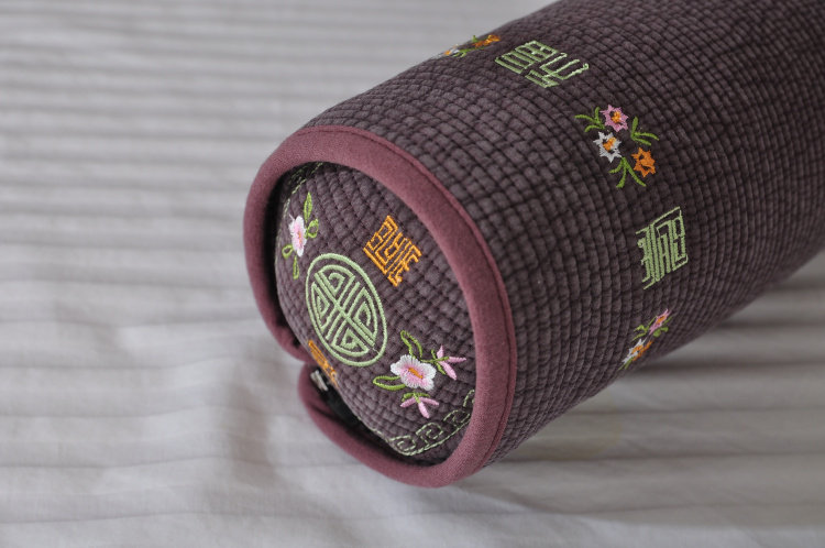 Подушка 韩国进口水洗棉纯色绣花颈椎枕定型枕护颈枕软管腰靠枕长45直径10