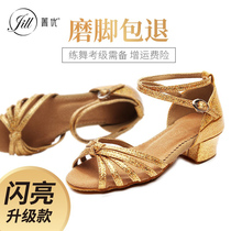 The Cyanine Superior Girl Child Latin Dance Shoes Children Girl Beginner Strap High Low Heel Dancing Shoes Dance Shoes Outdoor