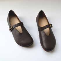 Spring foreign trade tail single retro single shoes leather flat Japanese female Mary Jane Harajuku style handmade womens shoes