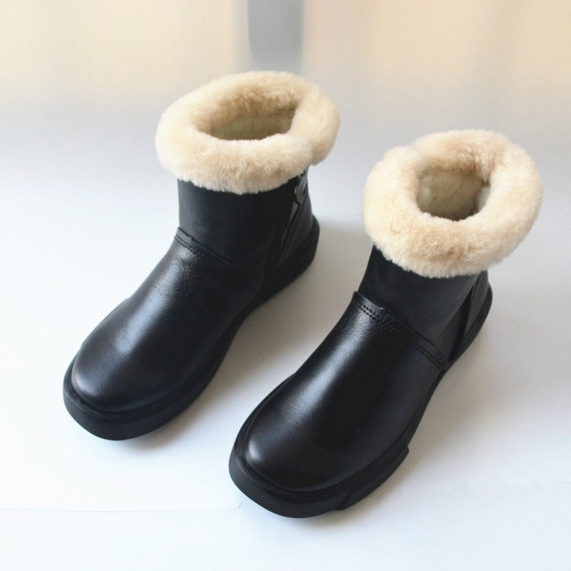 Pure wool thick-soled short boots women's shoes Korean fashion real fur snow boots export foreign trade original order No. 5 cotton boots