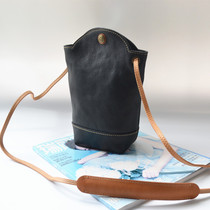 Export leather cowhide one-shoulder womens bag retro Mori Mori womens style messenger bag foreign trade tail goods small bag bucket bag