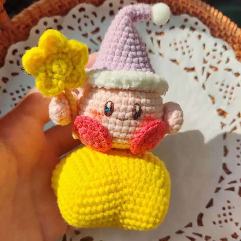 Knitted Kirby Finished Product, Cute Kirby Keychain, Car Hanging Ornament, Free Shipping