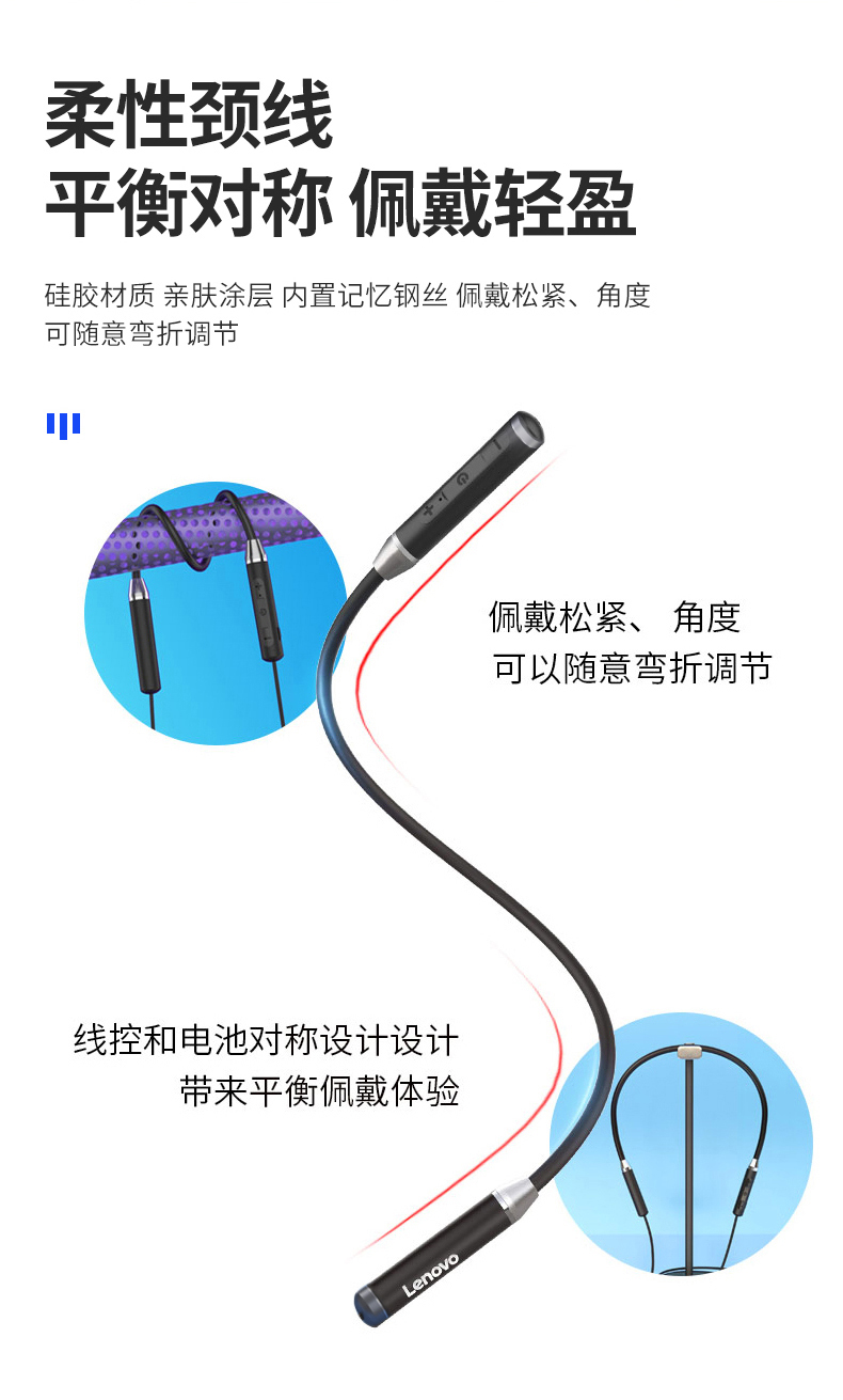 联想 颈挂式运动蓝牙耳机 蓝牙5.0连接 券后19.9元包邮 买手党-买手聚集的地方